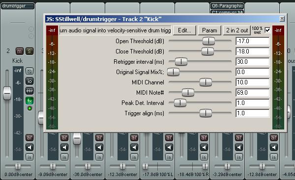Reaper audio to clearance midi drum trigger